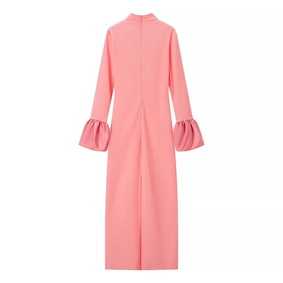 Sexy Half High Collar Patchwork Sleeve Floor Length Dress by Ragazza