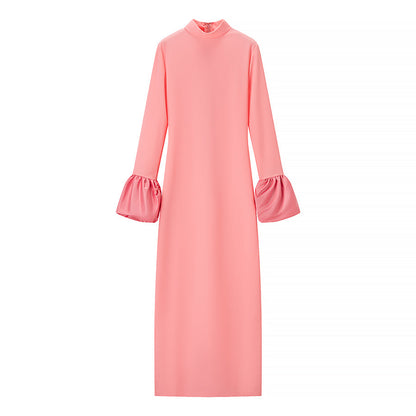 Sexy Half High Collar Patchwork Sleeve Floor Length Dress by Ragazza