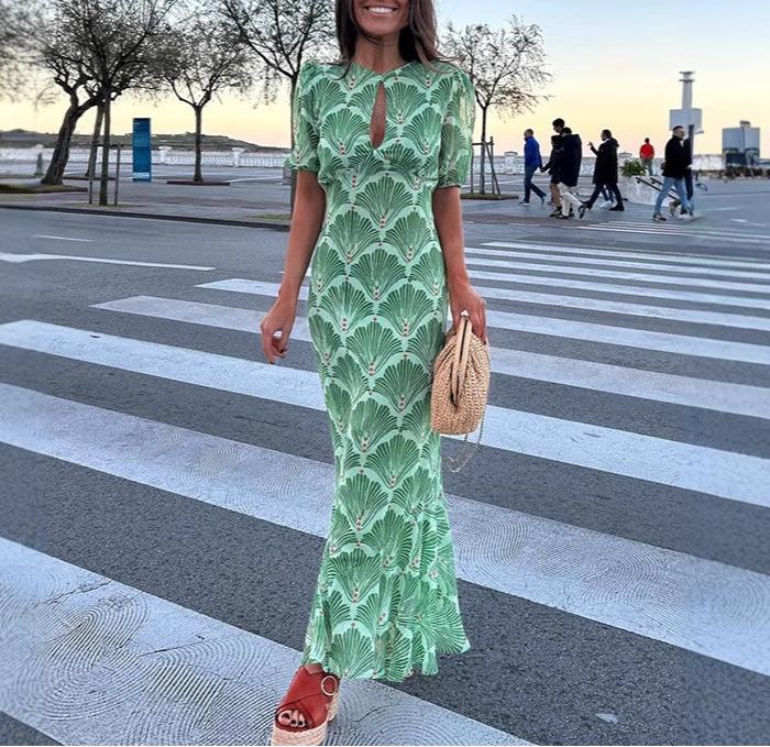 Summer Women Clothing Sexy Sexy Hollow Out Cutout Print Lace up Backless Dress by Ragazza