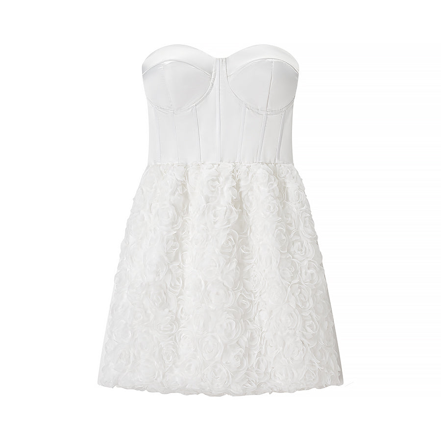 Women Clothing Early Spring Floral Three Dimensional Decoration Tube Top Dress by Ragazza