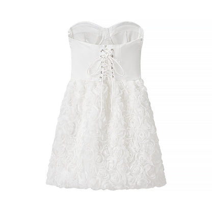Women Clothing Early Spring Floral Three Dimensional Decoration Tube Top Dress by Ragazza
