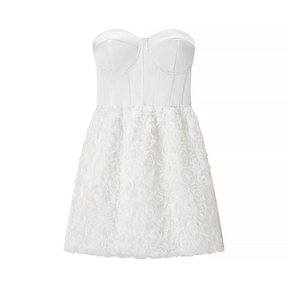 Women Clothing Early Spring Floral Three Dimensional Decoration Tube Top Dress by Ragazza