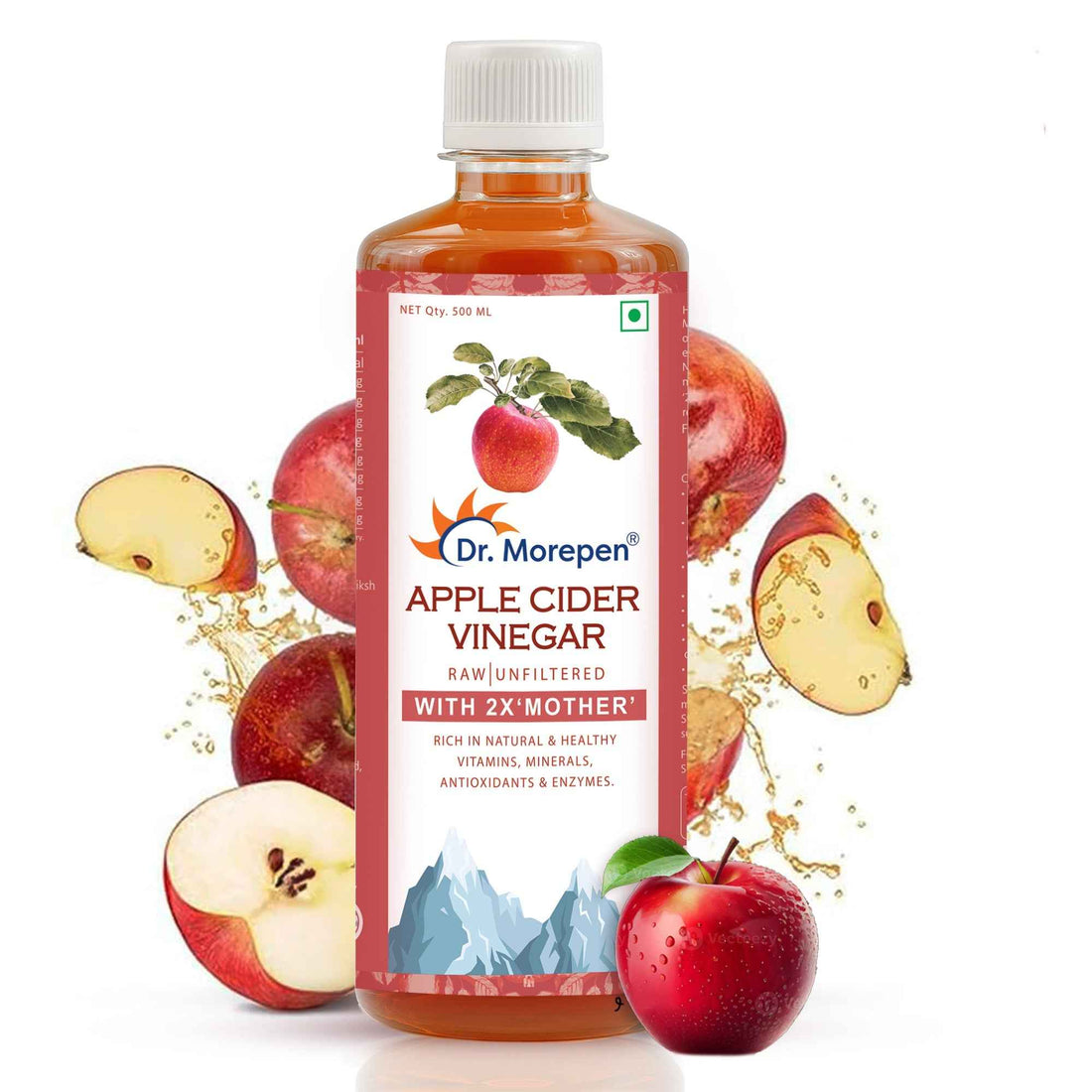 Dr. Morepen Apple Cider Vinegar With 2x Mother for Weight Management, Immunity, Skin &amp; Hair