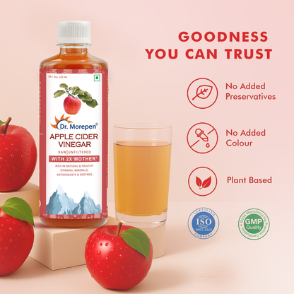 Dr. Morepen Apple Cider Vinegar With 2x Mother for Weight Management, Immunity, Skin &amp; Hair
