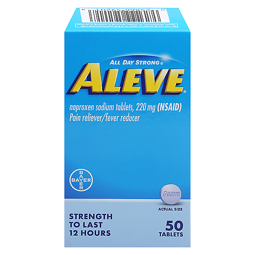 Aleve Pain Reliever &amp; Fever Reducer, 220mg Naproxen Sodium, 50 Count Tablets by Pasteur Pharmacy