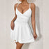 Women Clothing V neck Strap Backless Solid Color Short Summer Sexy Dress by Ragazza