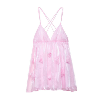 Summer Women Clothing Sexy Floral Suspenders Puff Short Dress by Ragazza