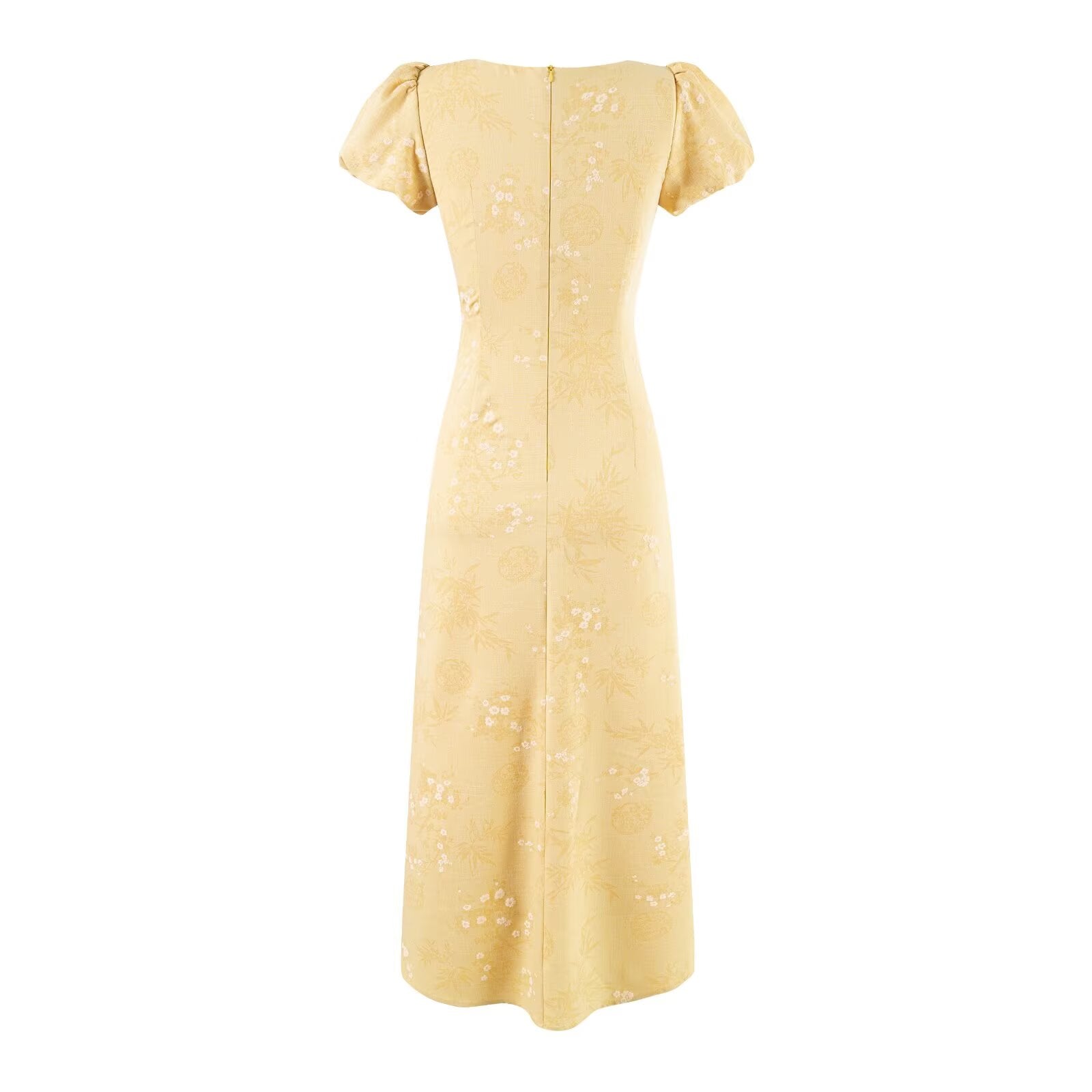 Summer French Gentle Elegant Jacquard Drawstring Waist Controlled Slimming Maxi Dress by Ragazza