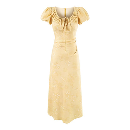 Summer French Gentle Elegant Jacquard Drawstring Waist Controlled Slimming Maxi Dress by Ragazza