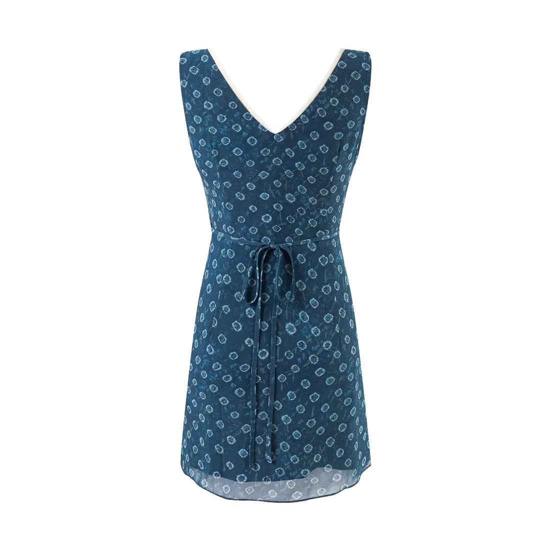 V neck Organza Patchwork Waist-Slimming Floral Dress Women Summer Waist-Controlled Slim-Fit Sleeveless Dress by Ragazza