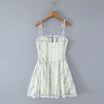 Women Clothing Sexy Sexy Lace Stitching Printing Waist Tight Dress by Ragazza