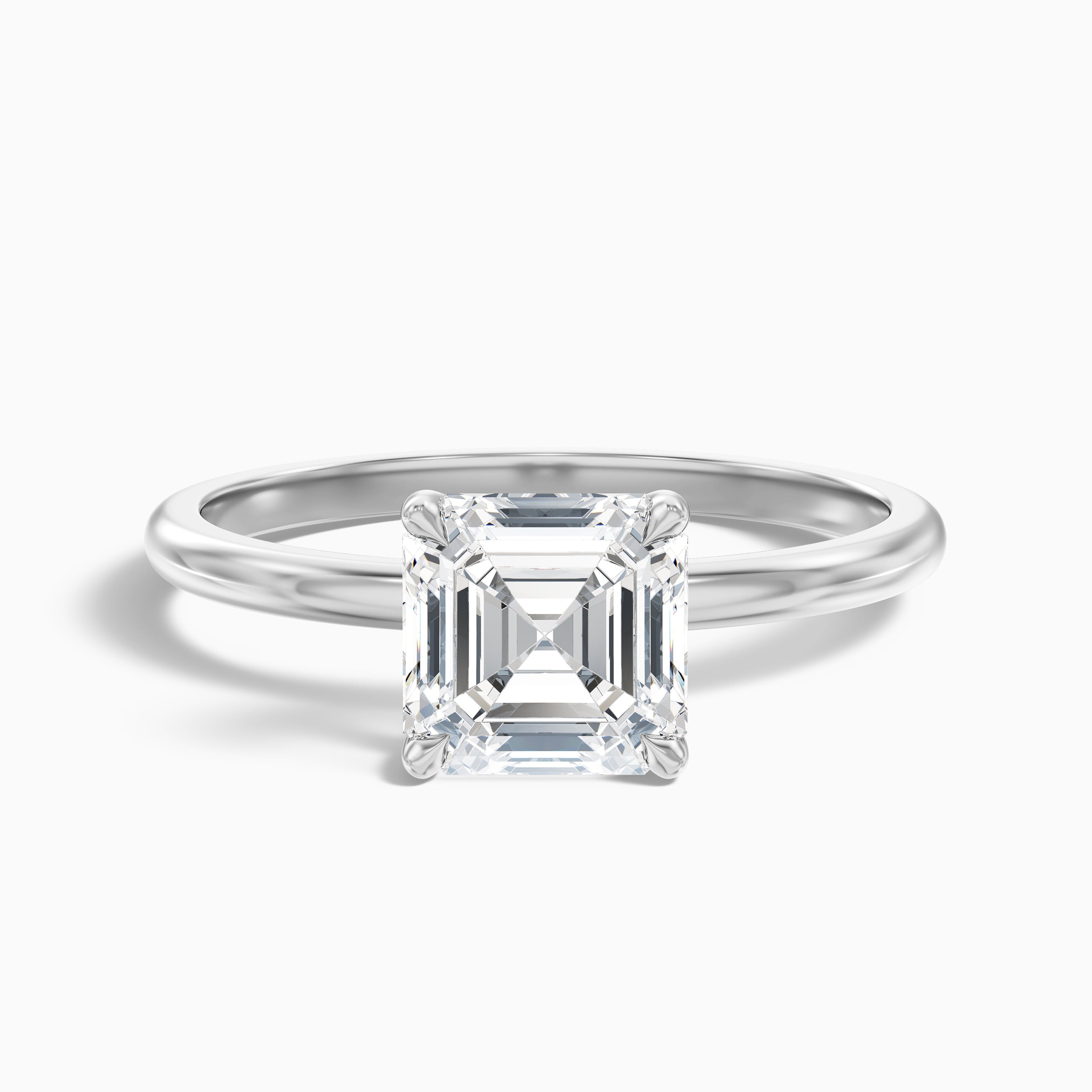 Laura 1 Carat Asscher Cut Solitaire Moissanite Engagement Ring in 18k Yellow Gold