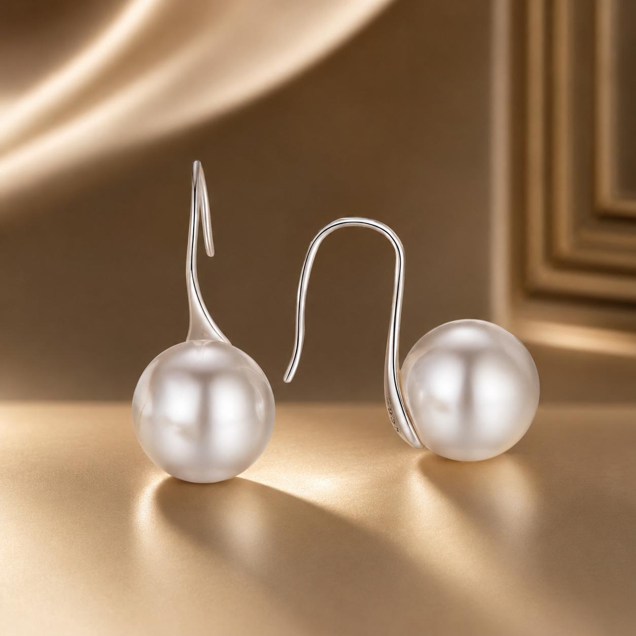 925 Sterling Silver Earrings with Quality Shell Pearl  DestGlow