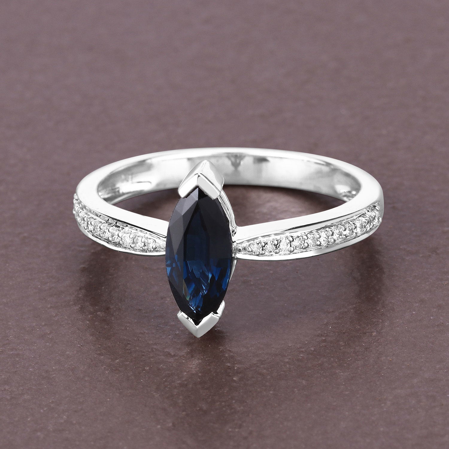 1.44 Carat Genuine Blue Sapphire and White Diamond 14K White Gold Ring by Bids.com