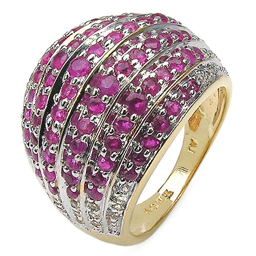 14K Yellow Gold Plated 2.94 Carat Genuine Ruby &amp; White Topaz .925 Sterling Silver Ring by Bids.com
