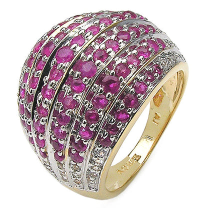 14K Yellow Gold Plated 2.94 Carat Genuine Ruby &amp; White Topaz .925 Sterling Silver Ring by Bids.com