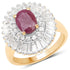 3.75 Carat Genuine Ruby and White Topaz .925 Sterling Silver Ring by Bids.com