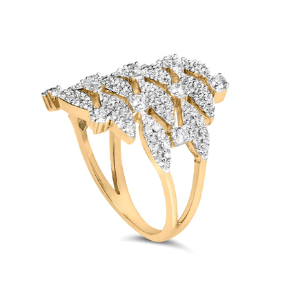 14K Yellow Gold 1.0 Cttw Diamond Geometric Stacked Open Cocktail Ring (I-J Color, I1-I2 Clarity) - Ring Size 7 by Bids.com