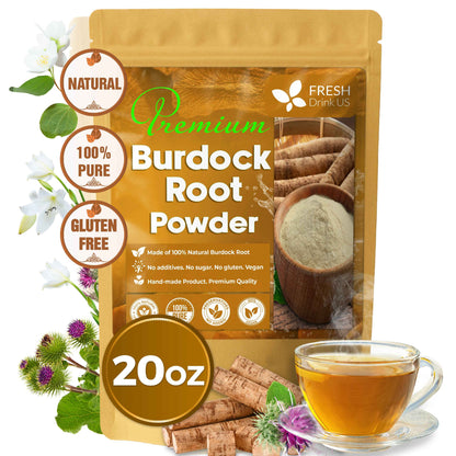 Burdock Root Powder,  Burdock Root Extract, 100% Natural &amp; Pure from Burdock Root, Burdock Root Herbal Tea, No Additives, No Caffeine, Vegan