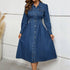 Women Clothing Denim Waist Controlled Long Sleeves Dress by Ragazza