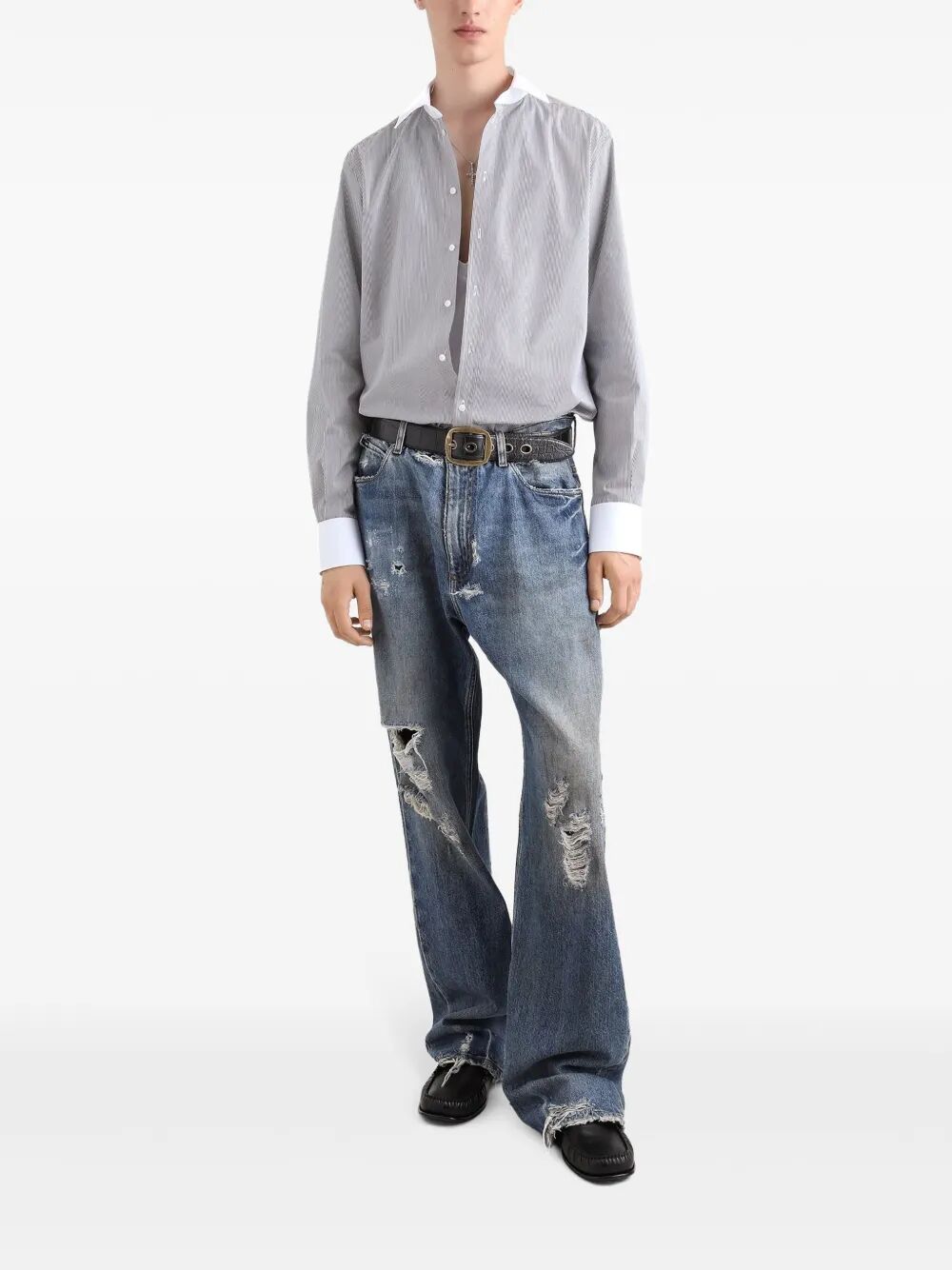 Dolce &amp; Gabbana Men Striped Cotton Shirt by Luosophy