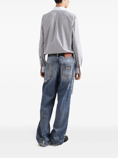 Dolce &amp; Gabbana Men Striped Cotton Shirt by Luosophy