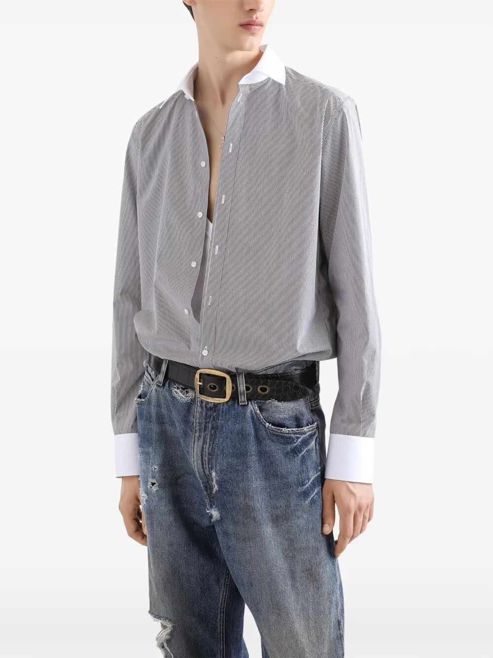 Dolce &amp; Gabbana Men Striped Cotton Shirt by Luosophy
