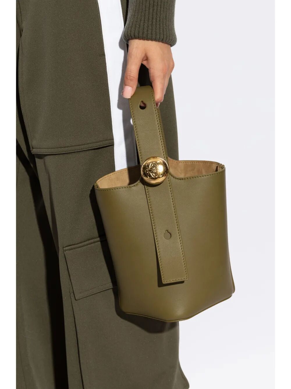 Loewe Women Smooth Leather Mini Pebble Bucket Bag by Luosophy