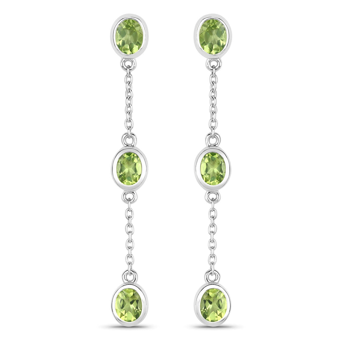 2.10 Carat Genuine Peridot .925 Sterling Silver Earrings by Bids.com