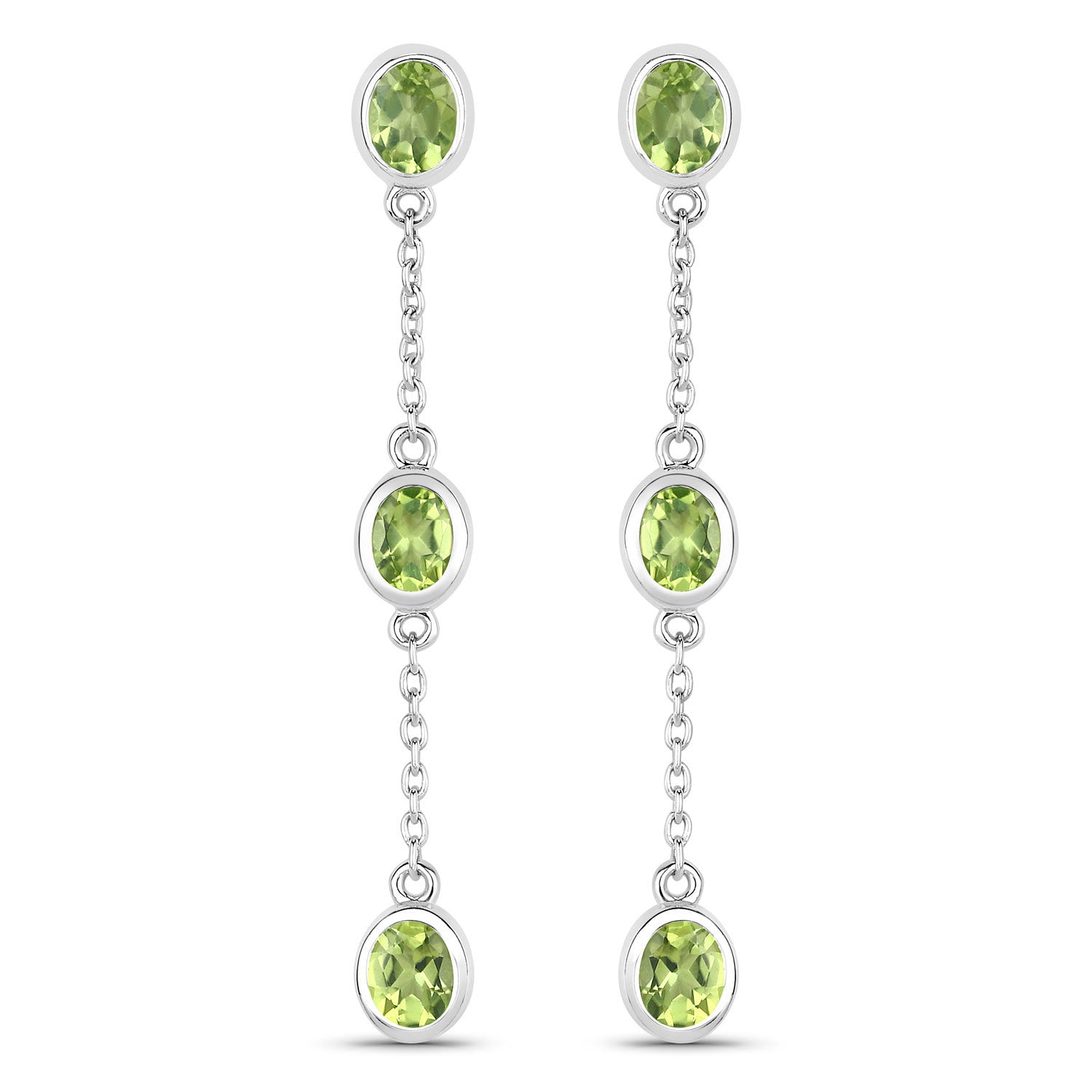 2.10 Carat Genuine Peridot .925 Sterling Silver Earrings by Bids.com