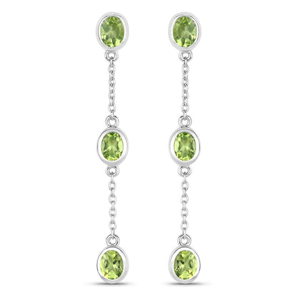 2.10 Carat Genuine Peridot .925 Sterling Silver Earrings by Bids.com