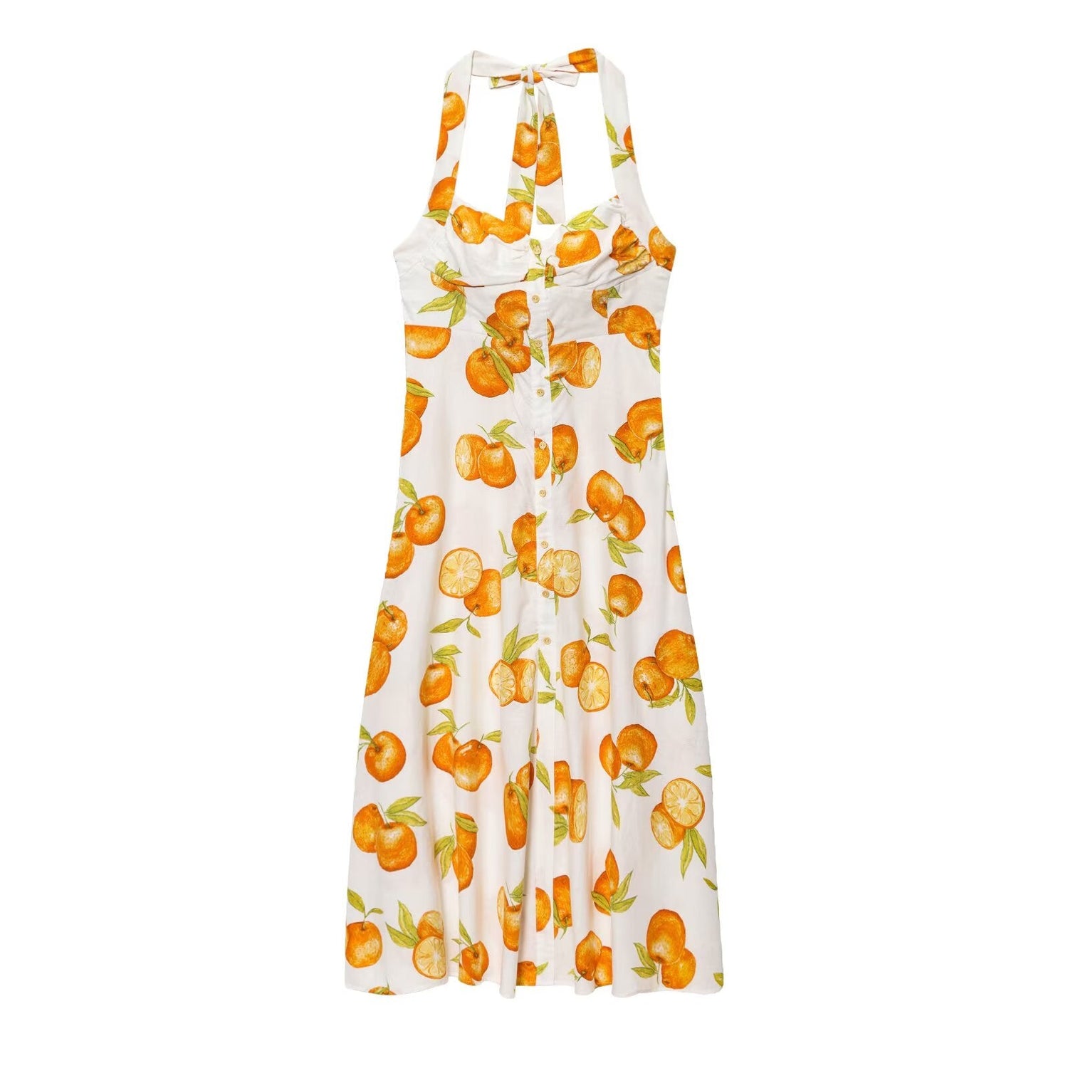 Women Clothing Fashionable Temperamental All Match Linen Printed Halter Dress by Ragazza