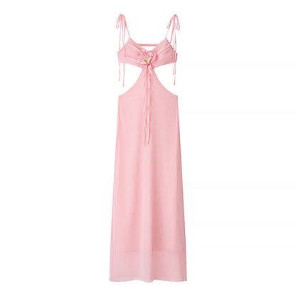 Women Clothing Summer Sexy Floral Decoration Cropped Outfit Sling Dress by Ragazza