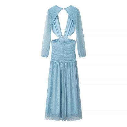 Beach Vacation Sexy Dress Women Summer Cropped Outfit Solid Color Seaside Atmosphere Maxi Dress by Ragazza