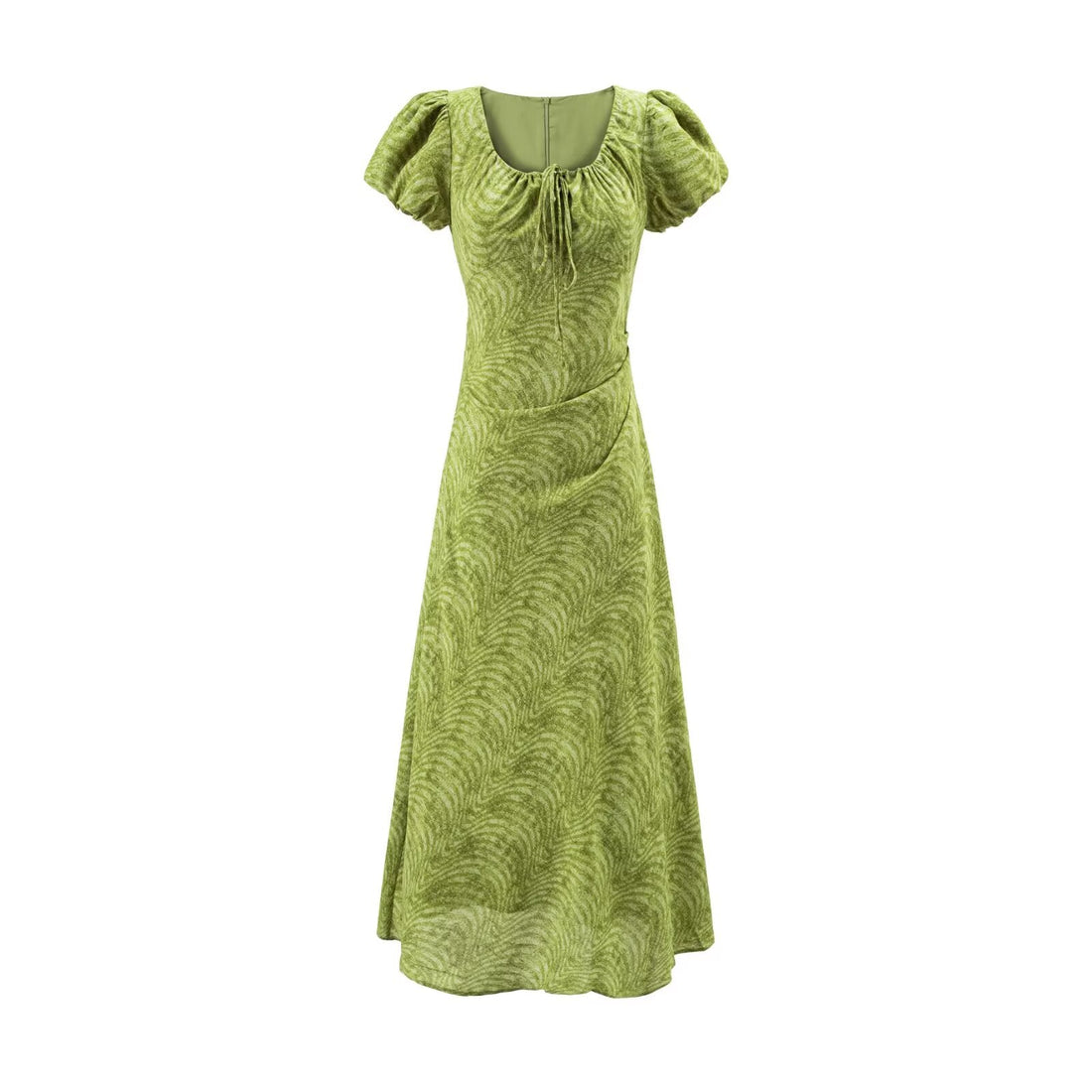 Sweet Printed Chic Puff Sleeve Maxi Dress round Neck Sexy Slim Fit Party Dress by Ragazza