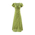 Sweet Printed Chic Puff Sleeve Maxi Dress round Neck Sexy Slim Fit Party Dress by Ragazza