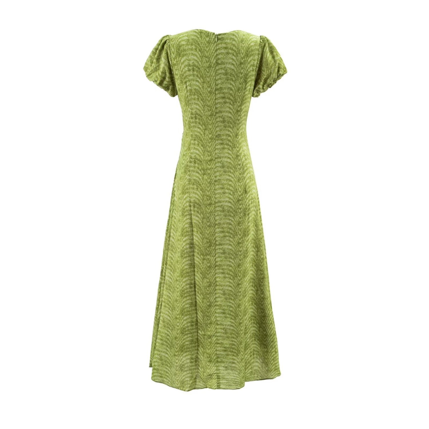 Sweet Printed Chic Puff Sleeve Maxi Dress round Neck Sexy Slim Fit Party Dress by Ragazza