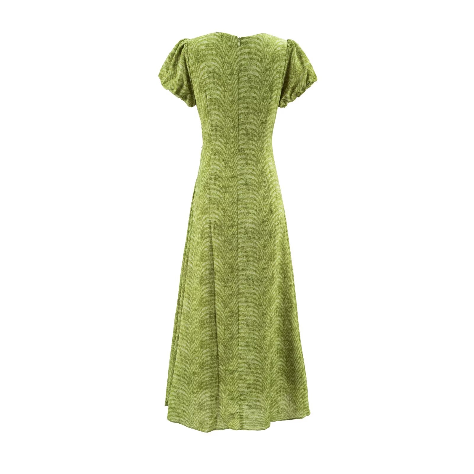 Sweet Printed Chic Puff Sleeve Maxi Dress round Neck Sexy Slim Fit Party Dress by Ragazza