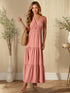 Women Clothing Sexy V neck Halter Lace up Sleeveless Dress Solid Color Dress by Ragazza