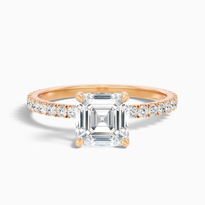 Mandy 4.5 Carat Asscher Cut Side Stone Moissanite Engagement Ring in 14k Yellow Gold