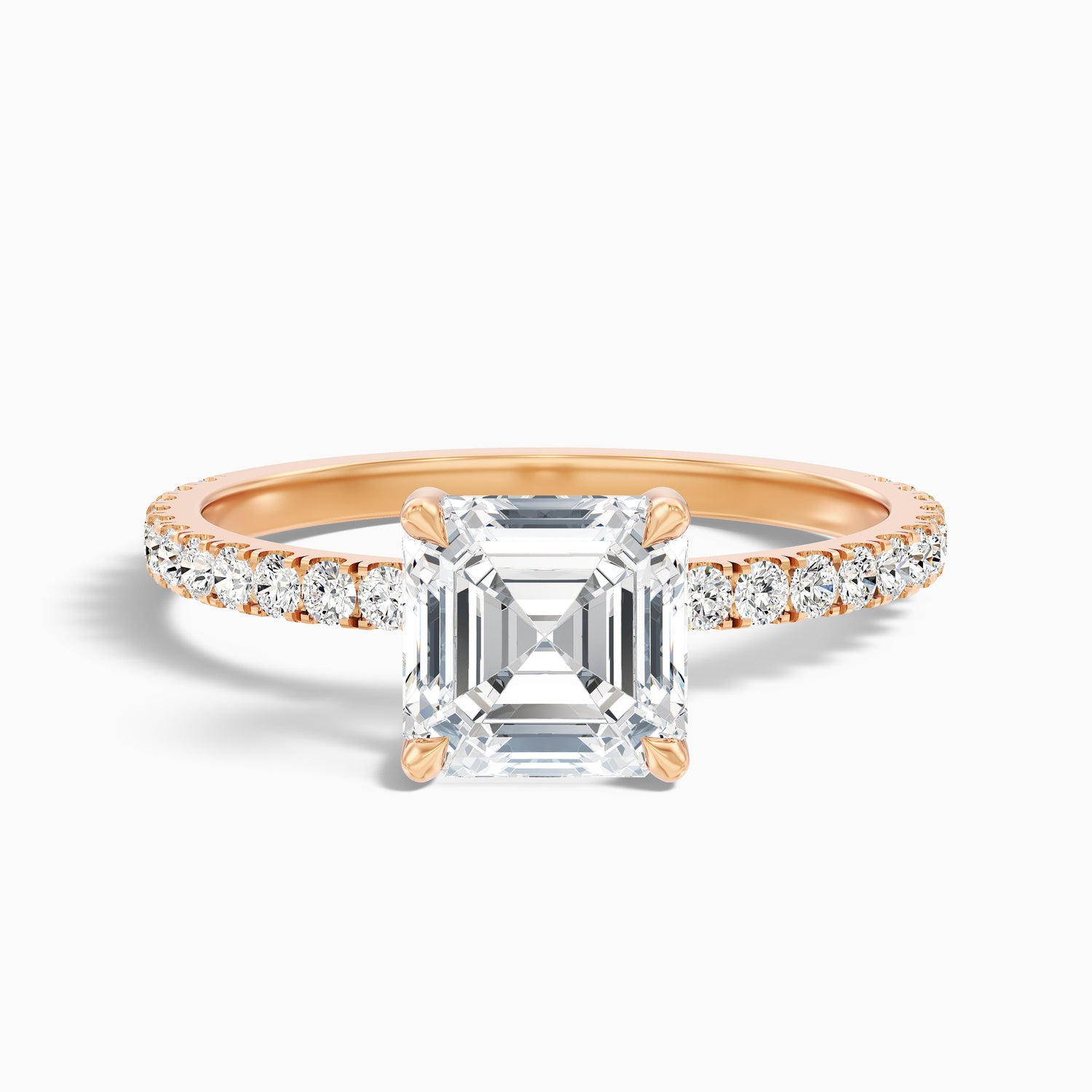 Mandy 3 Carat Asscher Cut Side Stone Moissanite Engagement Ring in 14k White Gold