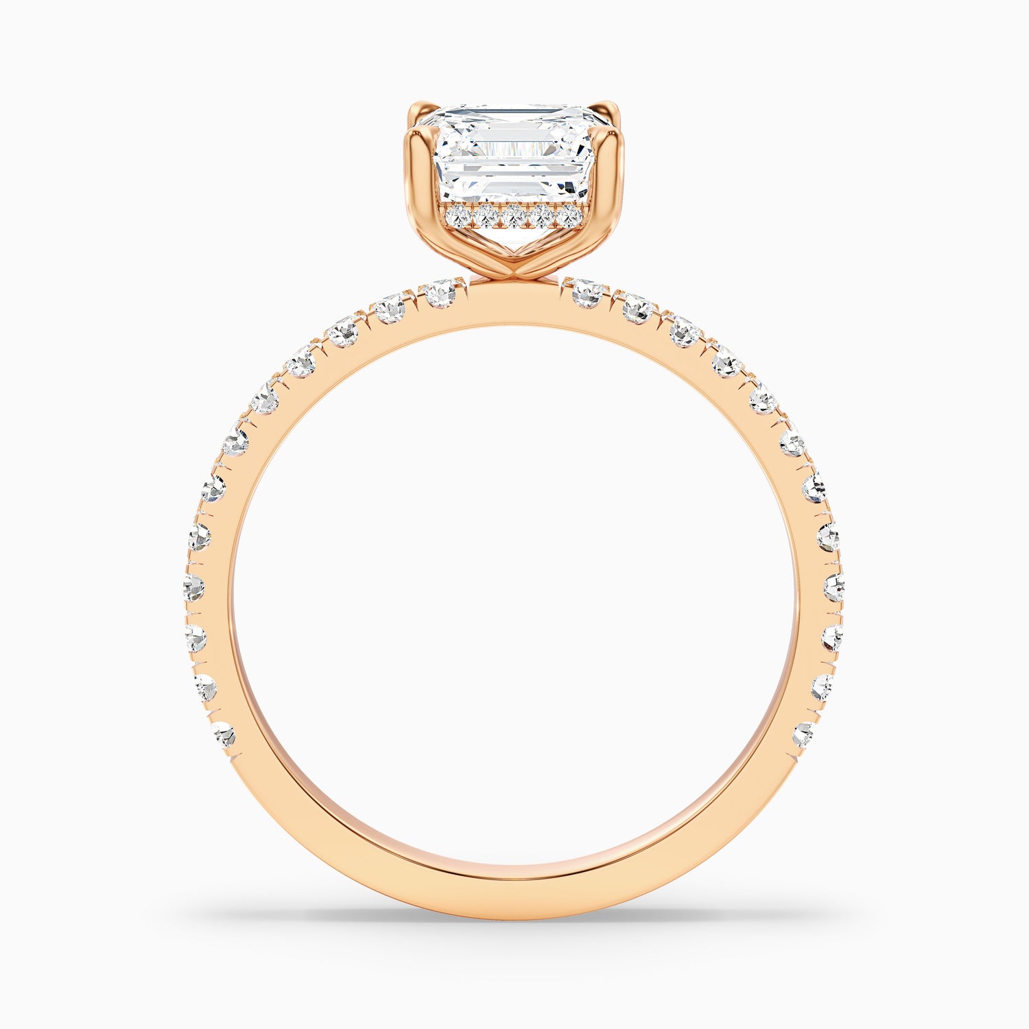 Mandy 2.5 Carat Asscher Cut Side Stone Moissanite Engagement Ring in 14k Rose Gold