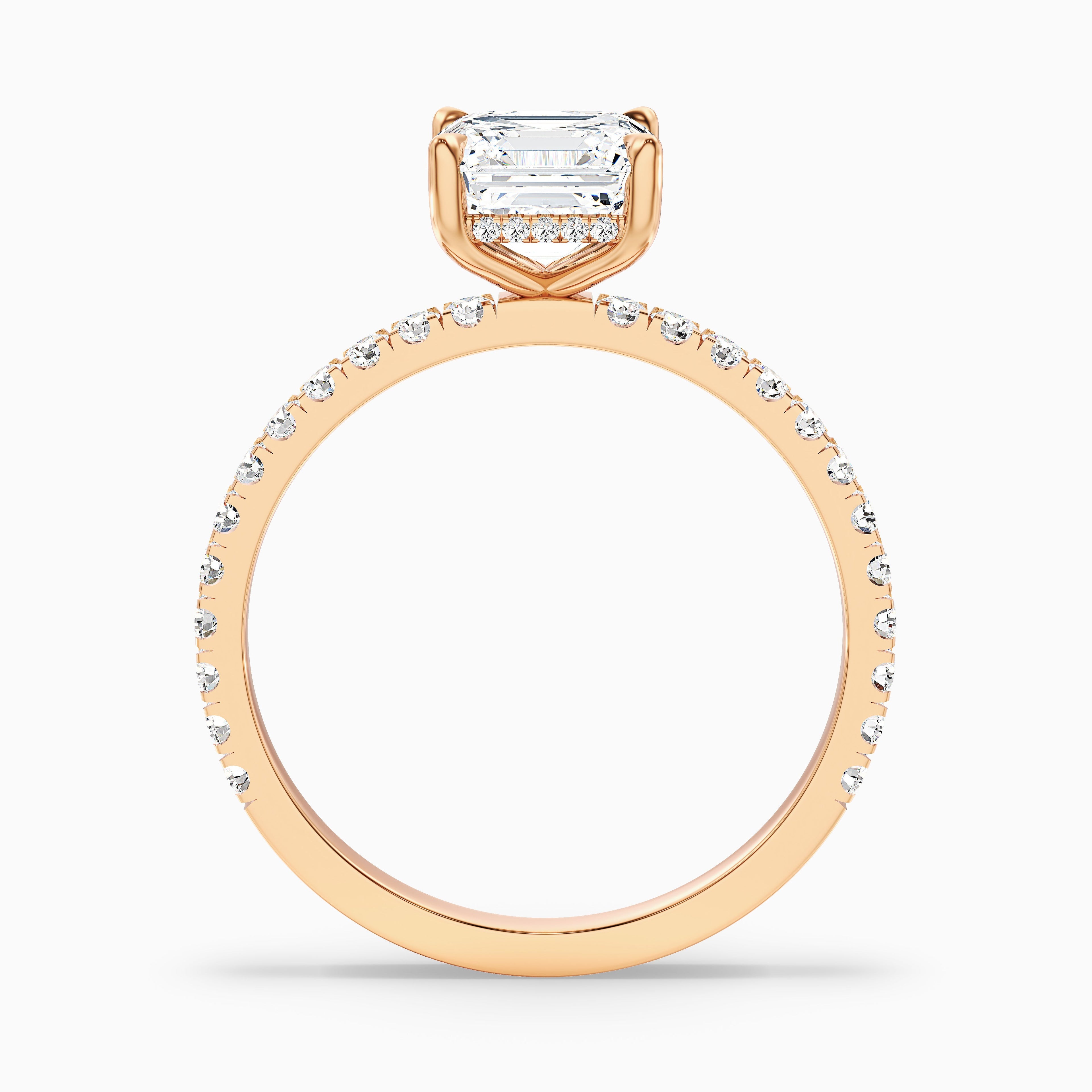 Mylie 5 Carat Asscher Cut Side Stone Pave Lab Grown Diamond Engagement Ring in 10k White Gold