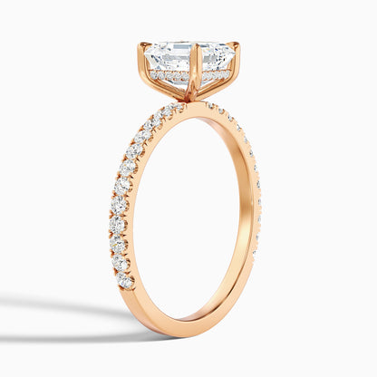 Mylie 3.5 Carat Asscher Cut Side Stone Pave Lab Grown Diamond Engagement Ring in 14k Yellow Gold