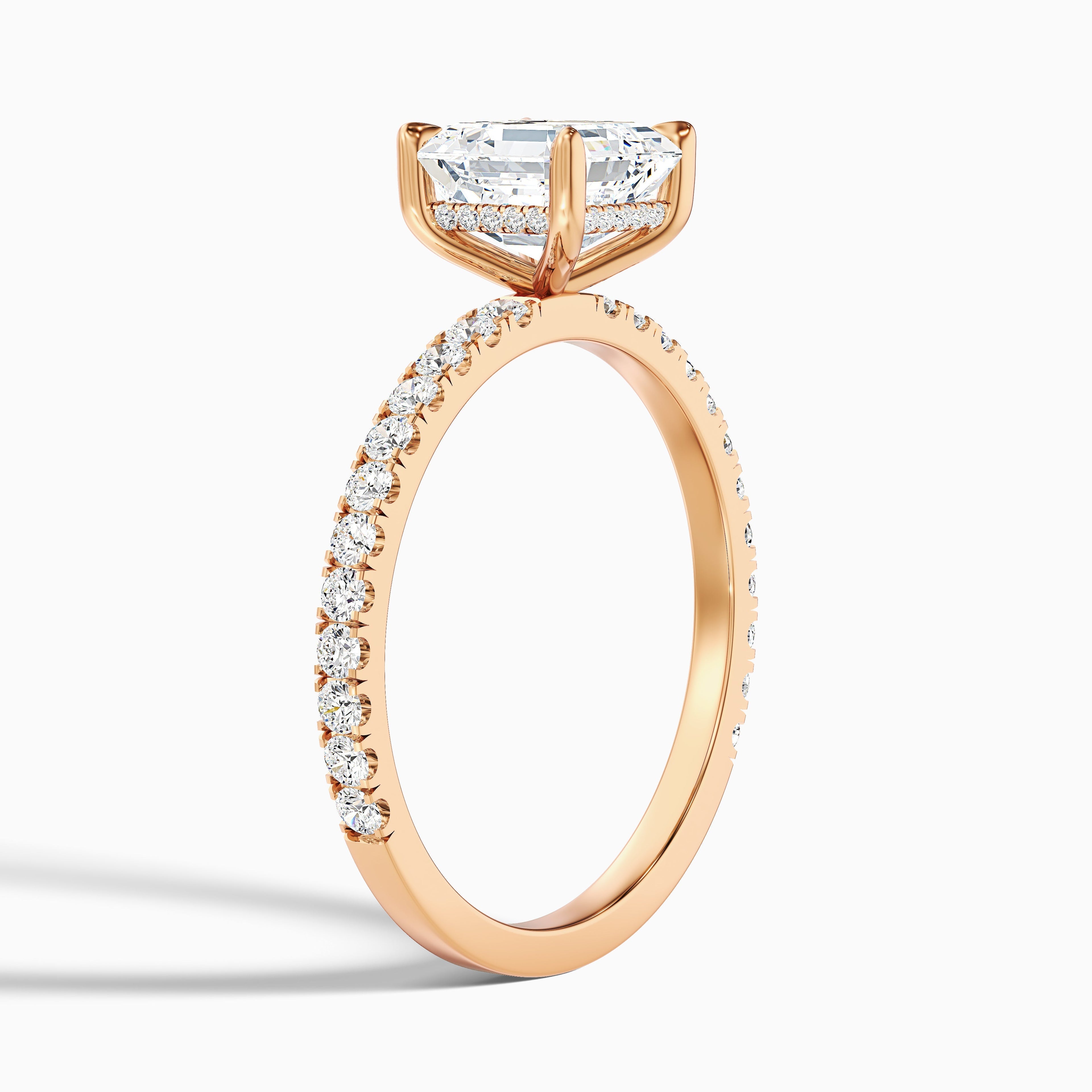 Mylie 2 Carat Asscher Cut Side Stone Pave Lab Grown Diamond Engagement Ring in 925 Sterling Silver