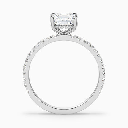 Mandy 4 Carat Asscher Cut Side Stone Moissanite Engagement Ring in 925 Sterling Silver