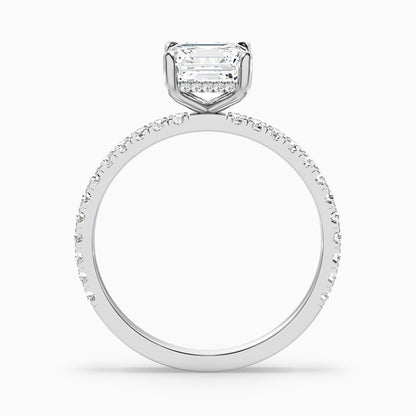 Mandy 4 Carat Asscher Cut Side Stone Moissanite Engagement Ring in 14k White Gold