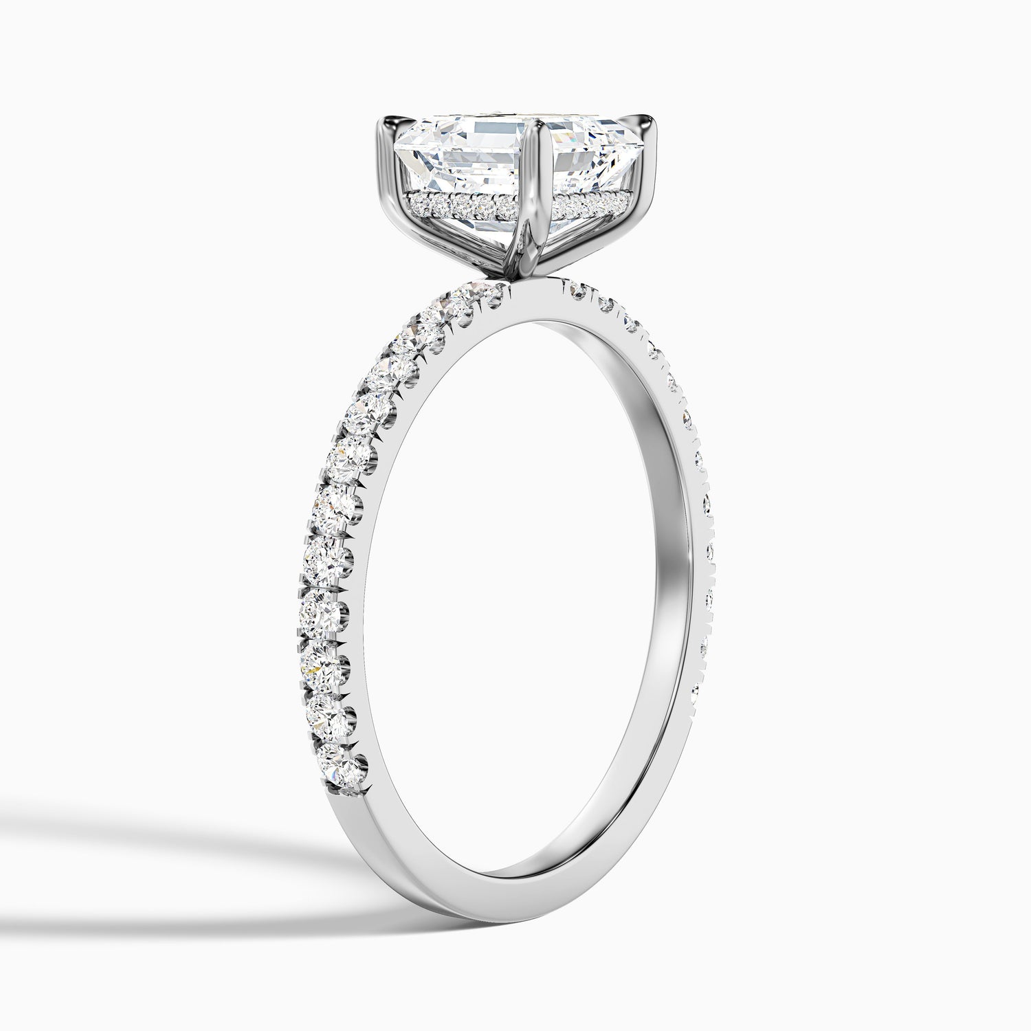 Mandy 4.5 Carat Asscher Cut Side Stone Moissanite Engagement Ring in 18k White Gold
