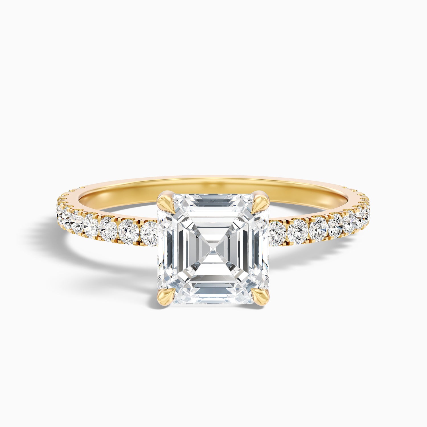 Mylie 3.5 Carat Asscher Cut Side Stone Pave Lab Grown Diamond Engagement Ring in 18k White Gold