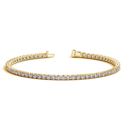 Lab Grown Round Diamond Tennis Bracelet in 14k Yellow Gold (3 cctw F/G VS2/SI1) by Bids.com